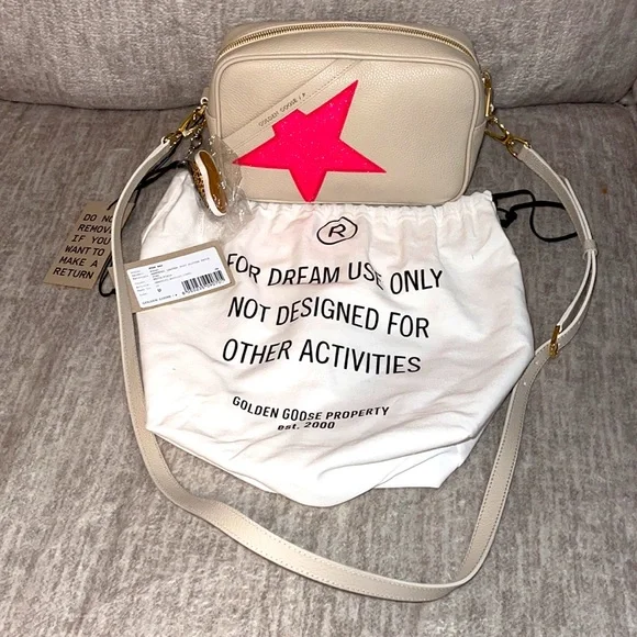 🎄XMAS IN AUG BLOWOUT🎄 🆕Golden Goose Leather Body Glitter Patch Star Bag - Picture 8 of 11
